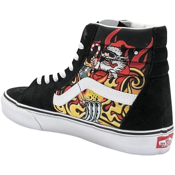 Vans Sk8-Hi Santa Flame Black Classic Men\'s Skate Shoes Size 9.5 NEW
